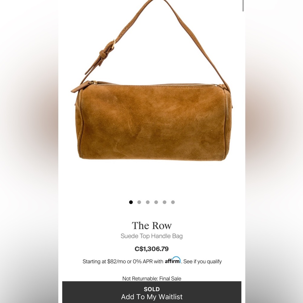 The Row Tan Suede Top Handle Bag
